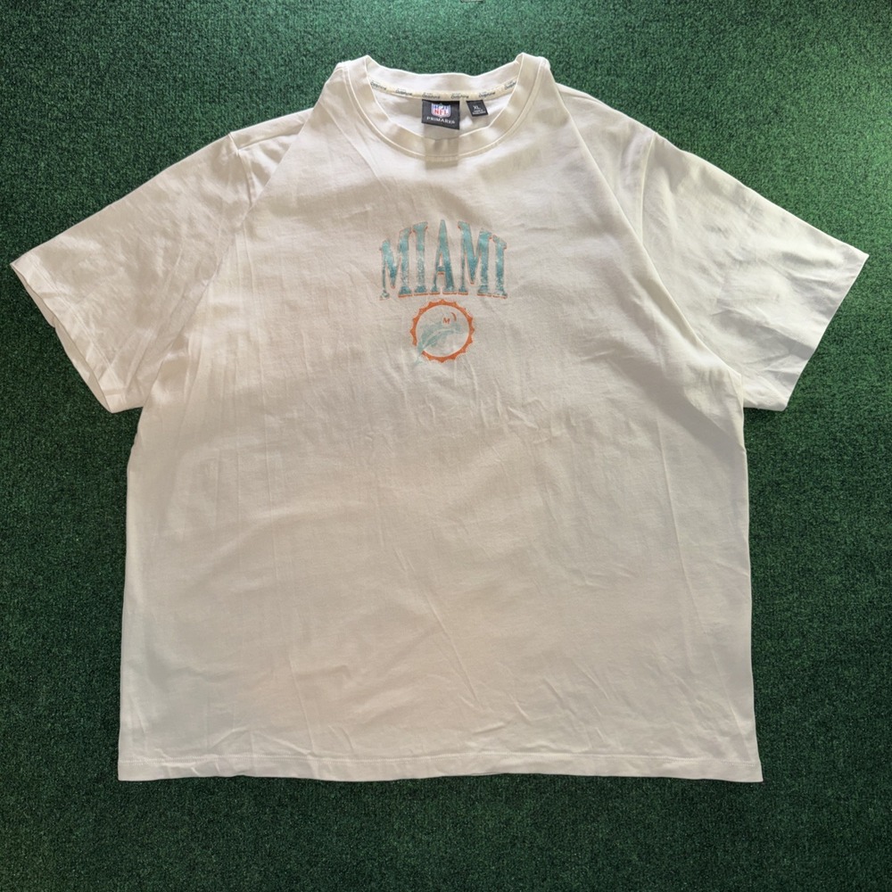 Primary Miami Dolphins Graphic T Shirt Men's XL White Blue Orange Shirt
